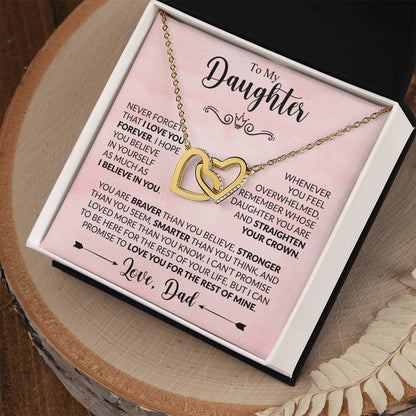 To My Daughter - Never Forget That I Love You - Interlocking Hearts Necklace Gift from Dad - Personalize Memories