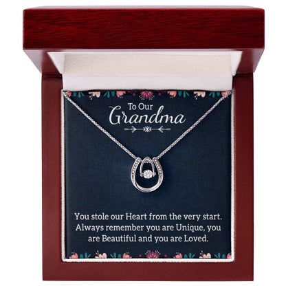 To Our Grandma Necklace - You stole our heart from the very start Grandma - Lucky In Love PARTNER - Personalize Memories