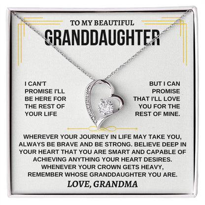 To My Beautiful Granddaughter - I'll Love You For The Rest Of Mine - Forever Love Necklace - Gift for Granddaughter from Grandma - Personalize Memories
