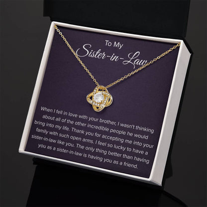 To My Sister In Law - Thank You for Accepting Me - Love Knot Necklace - Personalize Memories