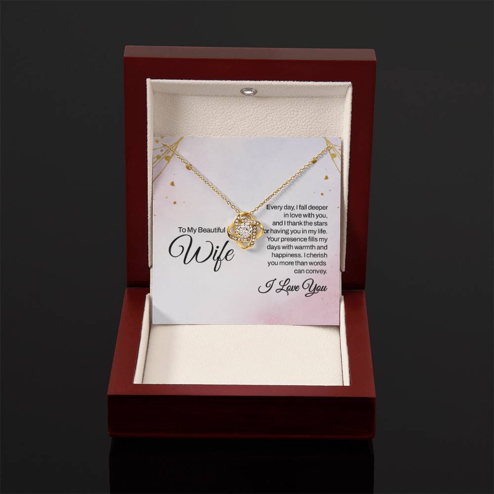 To My Wife Necklace - Holiday & Valentine’s Day Gift from Husband - Love Knot Necklace - Personalize Memories