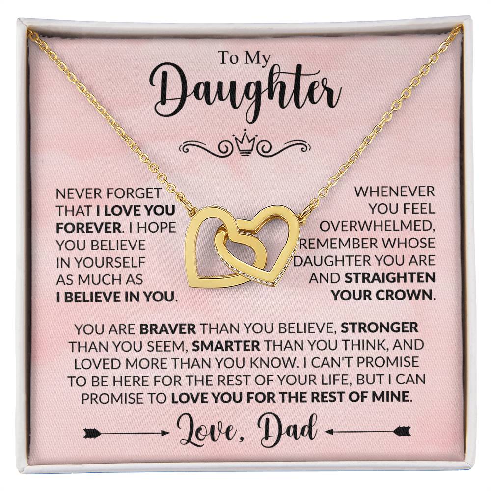 To My Daughter - Never Forget That I Love You - Interlocking Hearts Necklace Gift from Dad - Personalize Memories