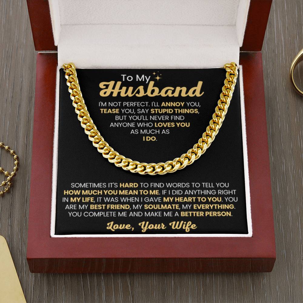To My Amazing Husband - You're My Everything - Cuban Link Chain Gift from Wife to Husband - Personalize Memories