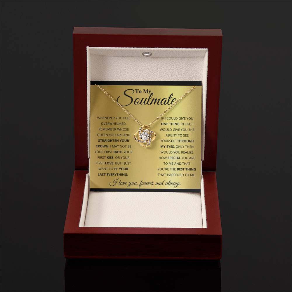To My Soulmate Necklace - Unique Soulmate Gift for Her for Birthdays & Surprise Moments - Love Knot Necklace - Personalize Memories