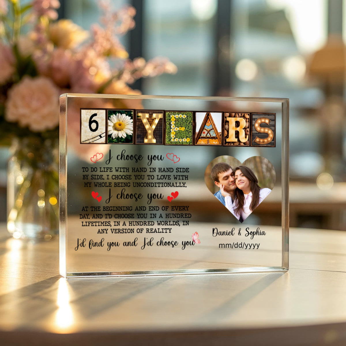 Personalized Acrylic Block, Happy 60th Anniversary Gift For Husband And Wife, Custom Photo Gift For Couples, I Choose You Personalize Memories