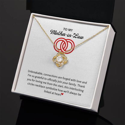 To My Mother In Law - I am so grateful to officially join your family - Love Knot Necklace - Personalize Memories