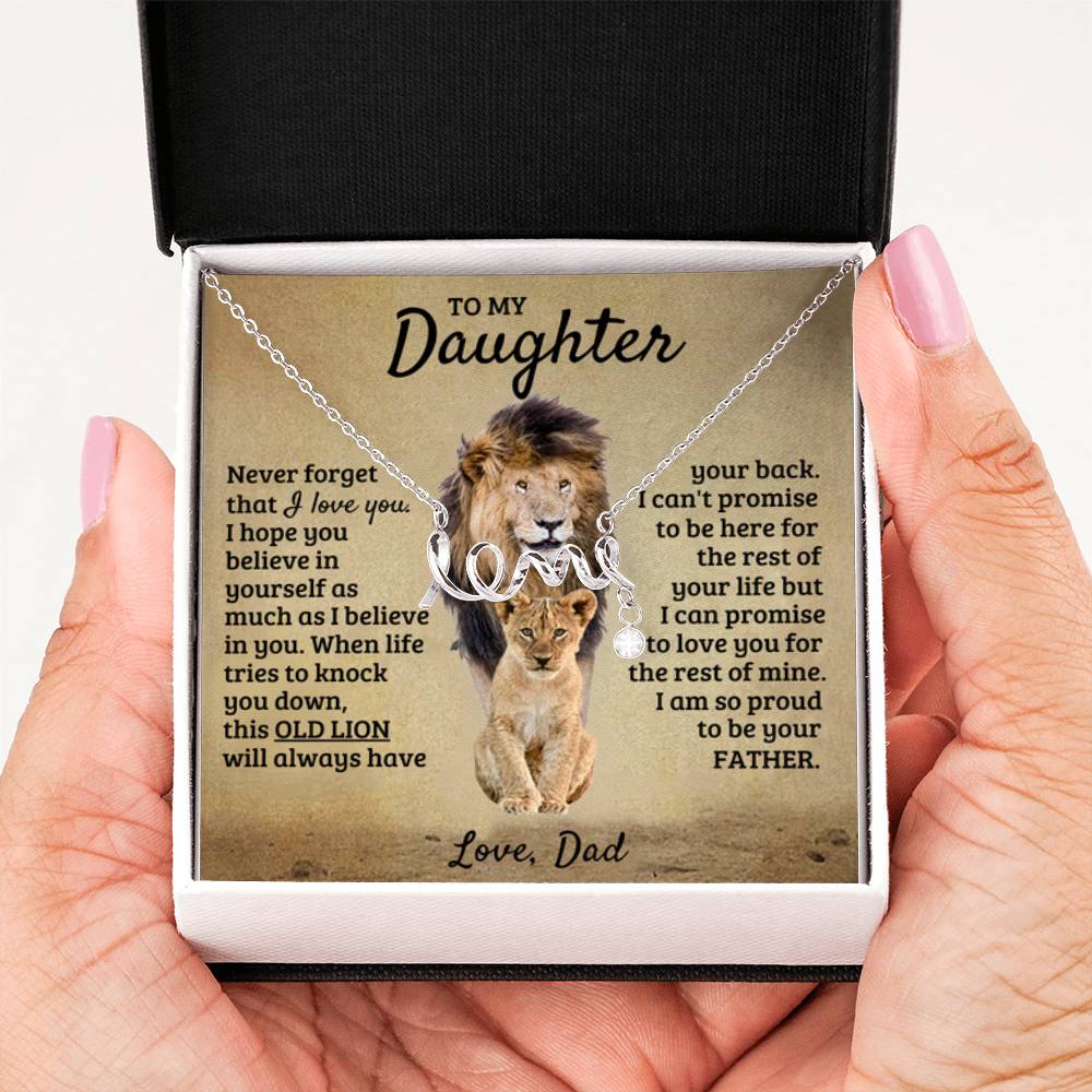 To My Daughter Necklace - Sentimental Birthday Gift from Dad, Meaningful Jewelry for Milestones & Holidays - Scripted Love Necklace - Personalize Memories