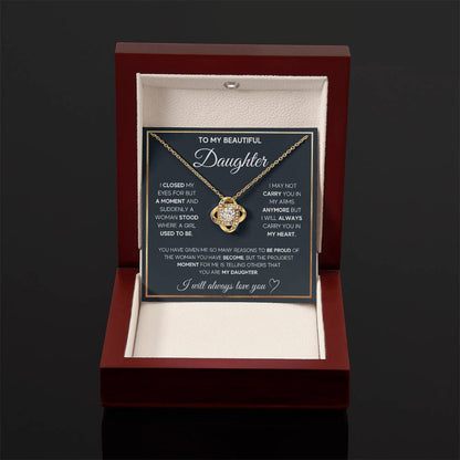 To My Daughter Necklace – Daughter Christmas Graduation Jewelry Gift – Love Knot Necklace - Personalize Memories