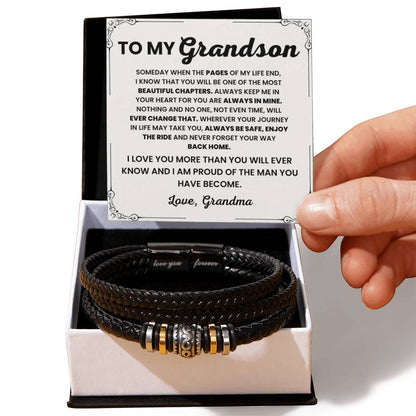 To My Grandson – Graduation, Birthday, Holiday Gift from Grandma – Love You Forever Bracelet - Personalize Memories
