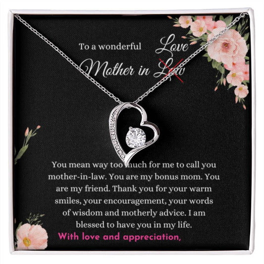 Mother In Law Gift from Daughter In Law - I am blessed to have you in my life - Forever Love Necklace - Personalize Memories