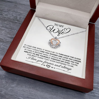 Sentimental Gift for Wife - Emotional Husband-to-Wife Jewelry for Birthday, Christmas & Valentine’s Day - Crown Pendant Necklace - Personalize Memories