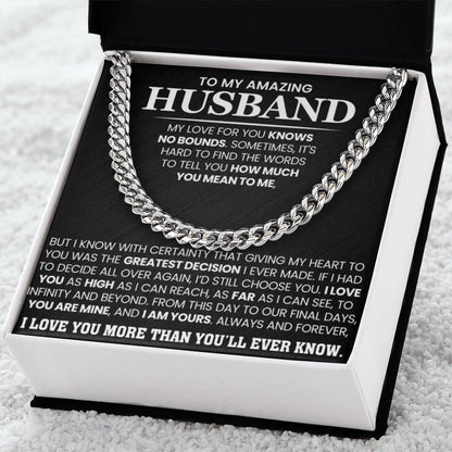 Romantic Husband Gift from Wife – Cuban Link Chain - Personalize Memories