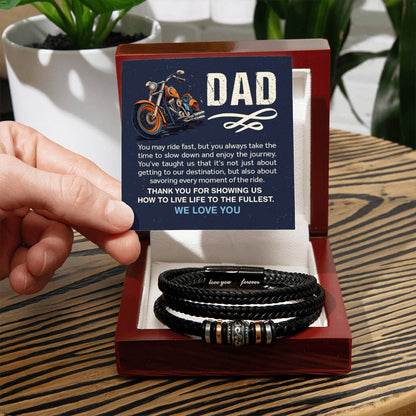 Gift for Dad from Kids - #1 Biker Dad - Love You Forever Bracelet - Personalize Memories