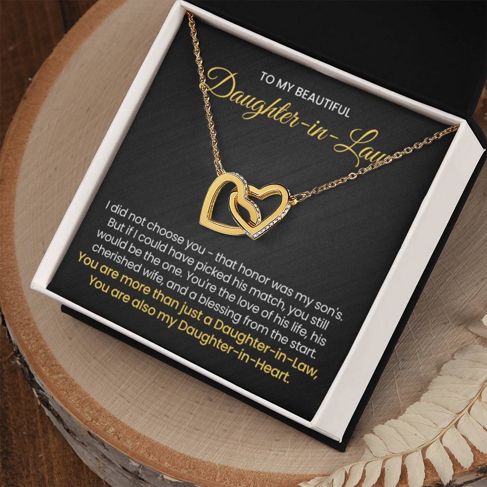 To My Daughter In Law - You are also my Daughter in heart - Interlocking Hearts Necklace - Personalize Memories