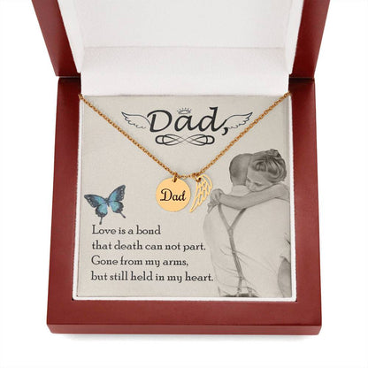 Angel Wing Dad Necklace - Love Is a Bond - Daddy Memorial Gift