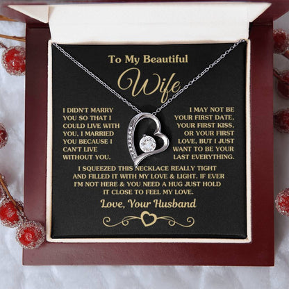 To My Beautiful Wife Necklace - Perfect Romantic Surprise from Husband for Anniversary, Birthday & Valentine’s Day - Forever Love Necklace - Personalize Memories
