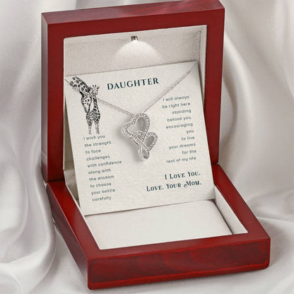 To My Daughter Necklace - Special Gift from Mom for Birthday, Christmas & Proud Mom Moments - Heart-to-heart Pendant Necklace - Personalize Memories