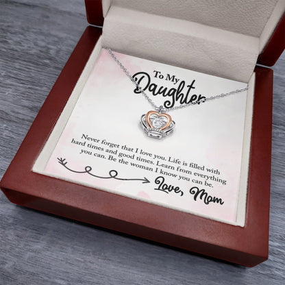To My Daughter Necklace – Graduation & Christmas Gift from Mom – Crown Pendant Necklace - Personalize Memories