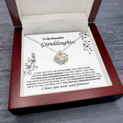 To My Granddaughter Necklace – Graduation & Birthday Jewelry Gift for Granddaughter – Crown Pendant Necklace - Personalize Memories
