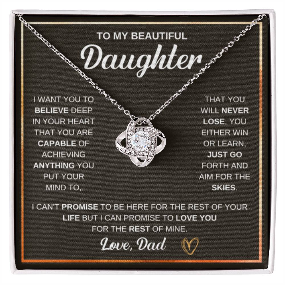 To My Daughter Necklace – Dad to Daughter Birthday Jewelry – Love Knot Necklace - Personalize Memories