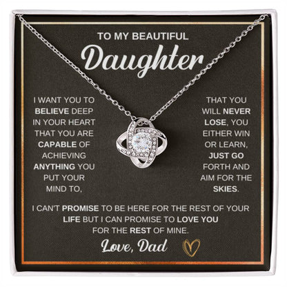 To My Daughter Necklace – Dad to Daughter Birthday Jewelry – Love Knot Necklace - Personalize Memories