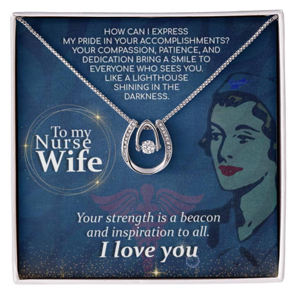 To My Nurse Wife Necklace from Husband - Emotional Jewelry Gift for Anniversary, Birthday & Valentine’s Day - Lucky In Love Necklace - Personalize Memories