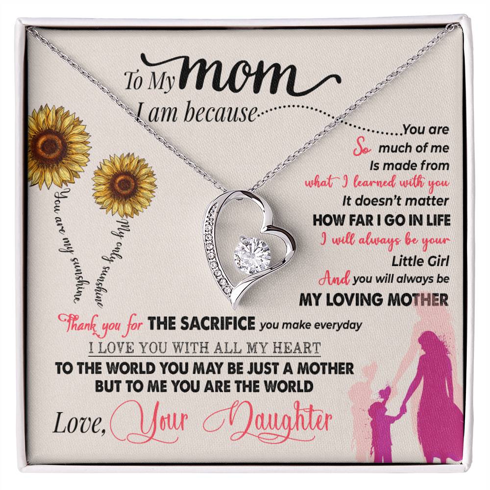 Gift for Mom from Daughter - You're My Sunshine - Forever Love Necklace - Personalize Memories