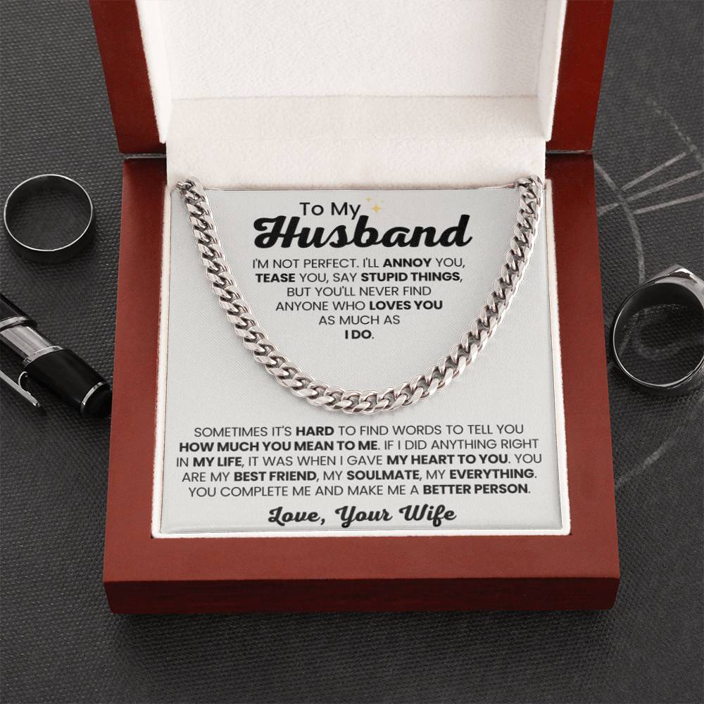 To My Husband Gift from Wife - I am not perfect - Christmas, Birthday & Valentine’s Day Gift for Him - Personalize Memories
