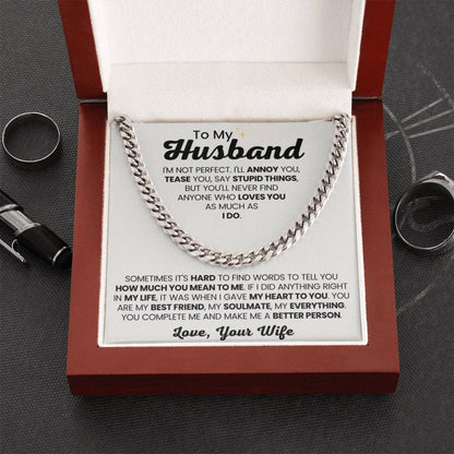 To My Husband Gift from Wife - I am not perfect - Christmas, Birthday & Valentine’s Day Gift for Him - Personalize Memories