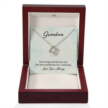 Gift for Grandma - Your Hugs and Kisses Grandma - Love Knot Necklace - Personalize Memories