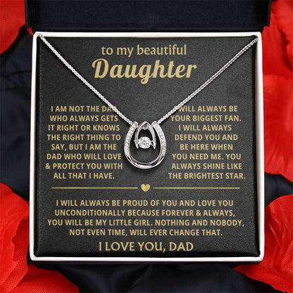 To My Daughter Necklace - Everyday Love Jewelry Gift from Dad for Daughter’s Birthday & Just Because - Lucky In Love Necklace - Personalize Memories