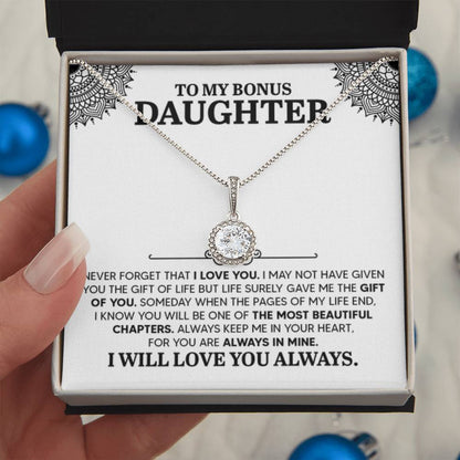 To My Bonus Daughter Necklace – Daughter Necklace for Graduation & Birthday Events – Eternal Hope Necklace - Personalize Memories