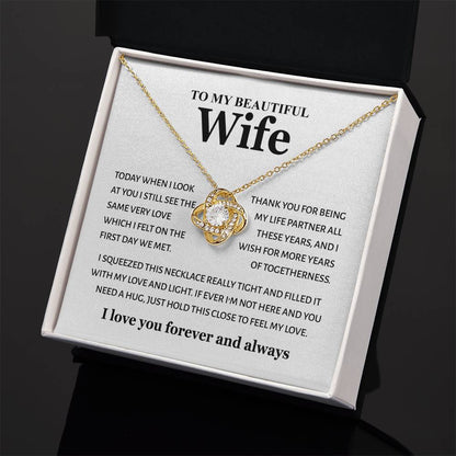 To My Beautiful Wife - Feel My Love - Love Knot Necklace Gift from Husband - Personalize Memories
