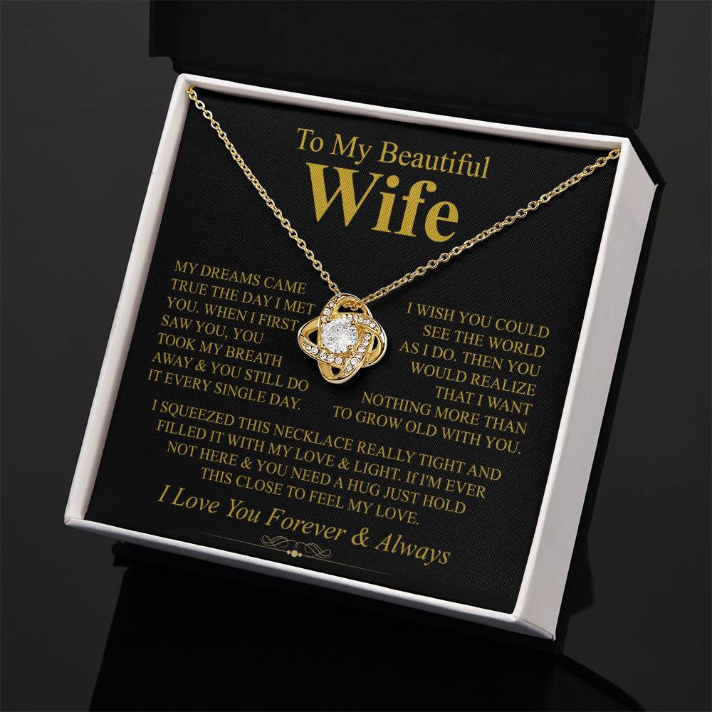 To My Beautiful Wife - I Love You Forever & Always - Love Knot Necklace Gift for Her - Personalize Memories