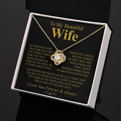 To My Beautiful Wife - I Love You Forever & Always - Love Knot Necklace Gift for Her - Personalize Memories