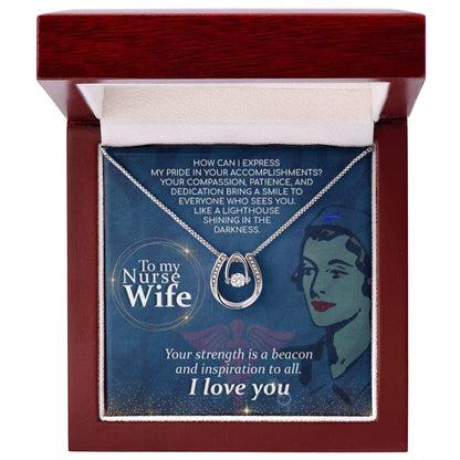 To My Nurse Wife Necklace from Husband - Emotional Jewelry Gift for Anniversary, Birthday & Valentine’s Day - Lucky In Love Necklace - Personalize Memories