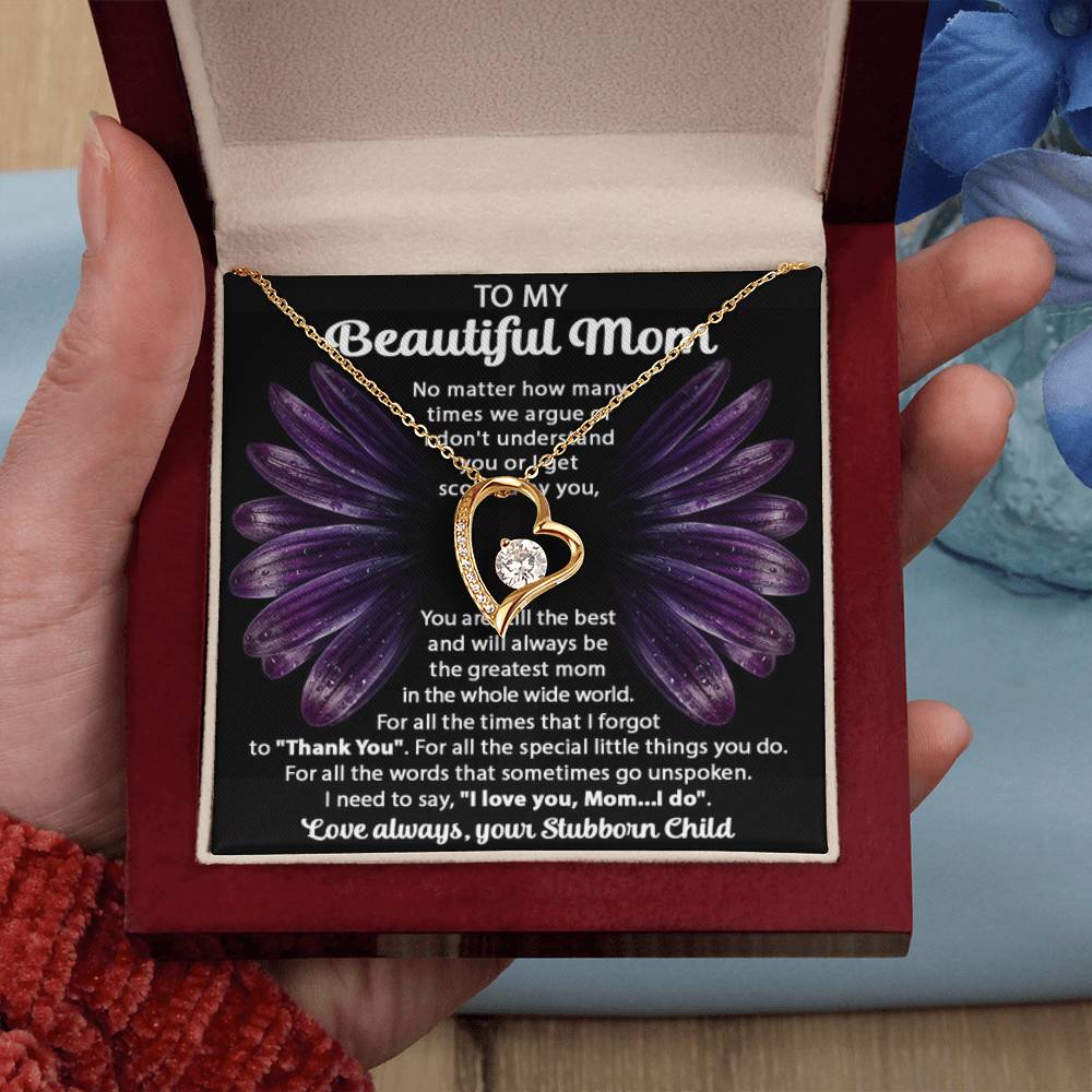 To My Beautiful Mom - You Will Always Be The Greatest Mom - Forever Love Necklace - Personalize Memories