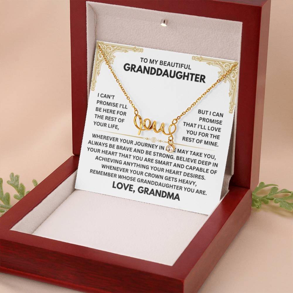 To My Granddaughter Necklace – Grandma Gift for Granddaughter Christmas Graduation – Scripted Love Necklace - Personalize Memories