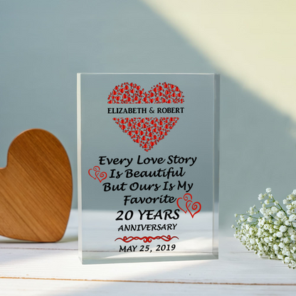Personalized 20th Anniversary Acrylic Block, Gifts For Couples, 20th Anniversary Gifts For Husband And Wife, Heart Frame 20 Years Of Marriage
