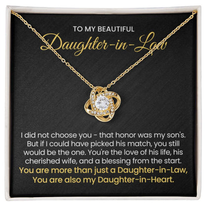 To My Daughter In Law - You are also my Daughter in heart - Love Knot Necklace - Personalize Memories
