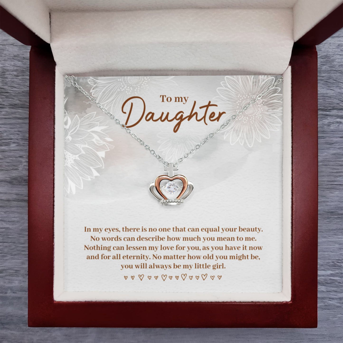 To My Daughter Necklace – Daughter Necklace for Graduation & Birthday Events – Crown Pendant Necklace - Personalize Memories
