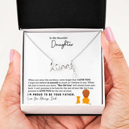 To My Daughter Necklace - Loving Gift for Daughter from Dad for Christmas, Proud Achievements & Special Days - Scripted Love Necklace - Personalize Memories
