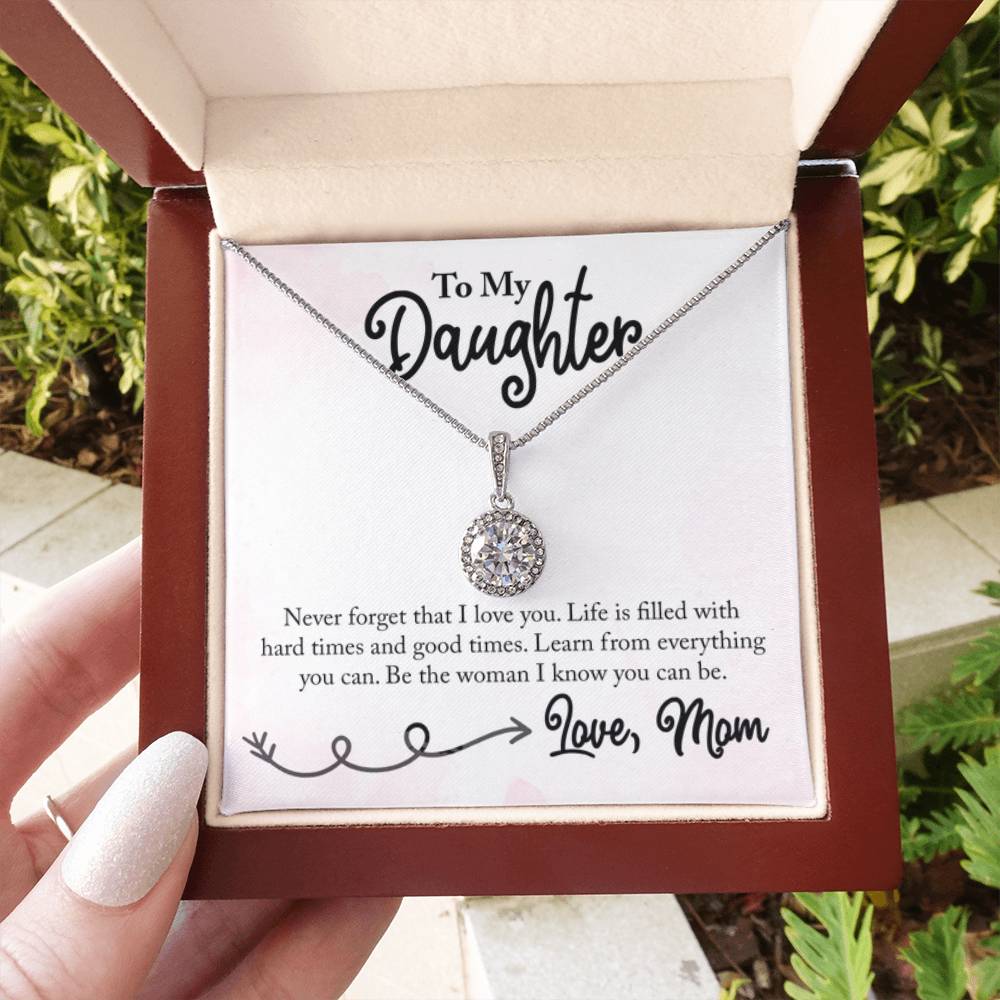 To My Daughter Necklace - Proud Mom to Daughter Jewelry for Birthday, Graduation & Special Celebrations - Eternal Hope Necklace - Personalize Memories