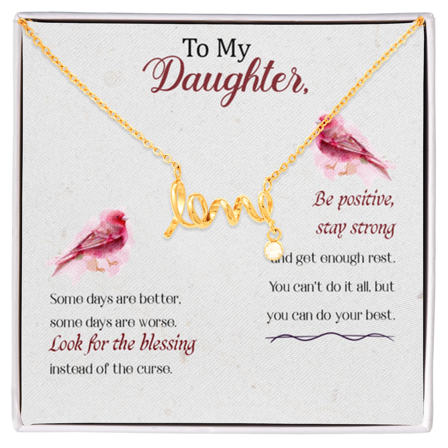 To My Daughter Necklace – Birthday Graduation Special Gift for Daughter – Scripted Love Necklace - Personalize Memories
