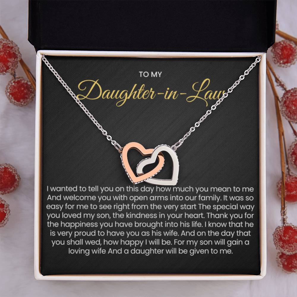 To My Daughter In Law - Gift for Daughter in Law - Interlocking Hearts Necklace - Personalize Memories