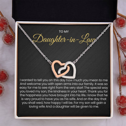 To My Daughter In Law - Gift for Daughter in Law - Interlocking Hearts Necklace - Personalize Memories