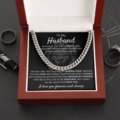 To My Husband – Cuban Link Chain – Wife to Husband Anniversary, Christmas & Birthday Gift