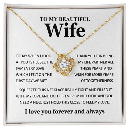 To My Beautiful Wife - Feel My Love - Love Knot Necklace Gift from Husband - Personalize Memories