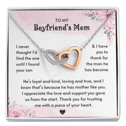 To My Boyfriend's Mom - I Will Forever Be Grateful For You - Interlocking Hearts Necklace - Best Gift for Boyfriend's Mom - Personalize Memories