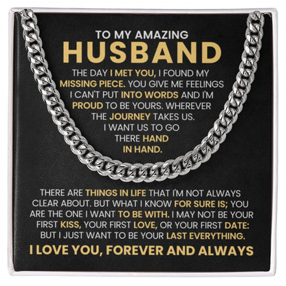 To My Husband Cuban Link Chain – Anniversary & Valentine’s Day Gift from Wife - Personalize Memories